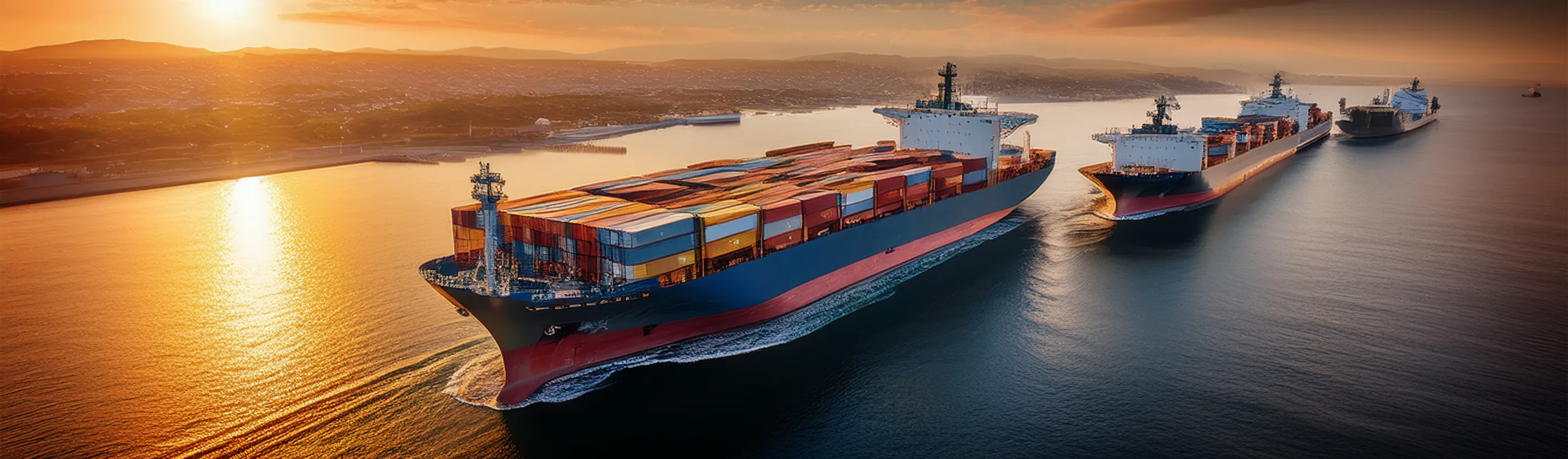 Cargo ships in the water